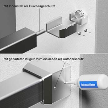 Fenstergitter aus Edelstahl Quadratrohr 30 x 30 mm / Höhe 500 - 900 mm / 2 Gurte