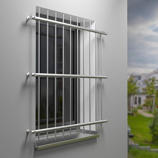Fenstergitter aus Edelstahl Seitenansicht Fenstergitter aus Edelstahl Seitenansicht